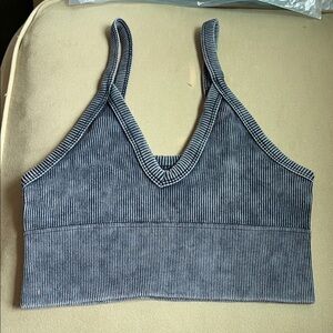 Zenana Outfitters Ribbed ASH BLACK Crop Top